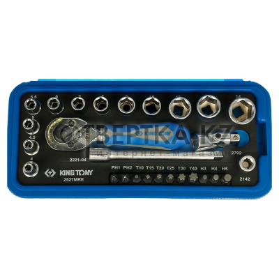 Набор торцевых головок KING TONY с принадлежностями 1/4