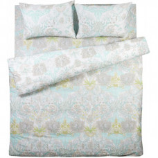 Комплект постельного белья Alice двуспальный сатин цвет зелёный/серый в Астане