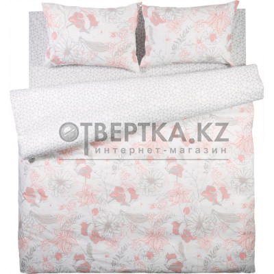 Комплект постельного белья «Паутинка» двуспальный поплин цвет розовый/серый 82486917