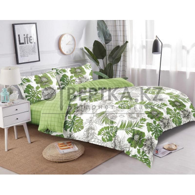 Комплект постельного белья «Тропик» евро сатин зелёный 82560552