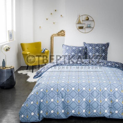 Комплект постельного белья «Мозайка» полутораспальный поплин синий 82607912