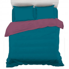 Комплект двуспального постельного белья, сатин, цвет океан/сливовый
