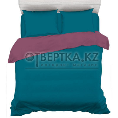 Комплект двуспального постельного белья, сатин, цвет океан/сливовый 82808995