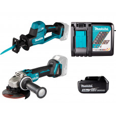 Аккумуляторная УШМ и сабельная пила с энергокомплектом Makita DGA504Z-DJR189Z-191A25-2 Аккумуляторная УШМ и сабельная пила с энергокомплектом Makita DGA504Z-DJR189Z-191A25-2