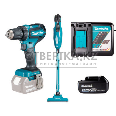 Аккумуляторная дрель-шуруповёрт и пылесос с комплектом питания Makita DDF485Z-DCL284FZ-191A25-2