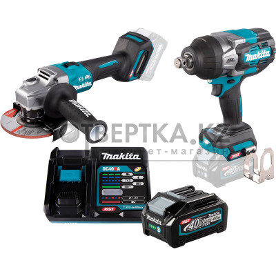 Аккумуляторный гайковёрт + УШМ с энергокомплектом Makita TW001GZ-GA005GZ-191J67-0