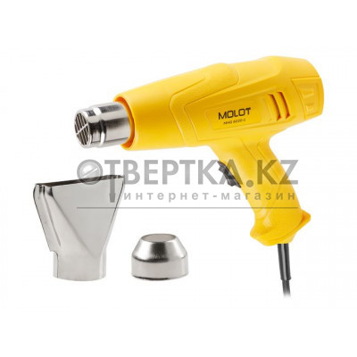 Термовоздуходувка MOLOT MHG 6020-1 в кор. + набор сопл 2000 Вт, 2 скор., 350-600 °С