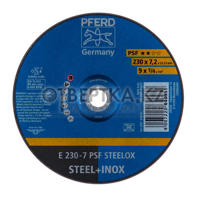 Круг шлифовальный Pferd E 230 - 7 PSF STEELOX 62023640