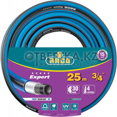 RACO EXPERT, 3/4″, 25 м, 30 атм, четырёхслойный, армированный, поливочный шланг (40302-3/4-25) 40302-3/4-25_z01