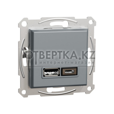 Розетка USB SE EPH2700362 Asfora A+С 2,4А механизм сталь