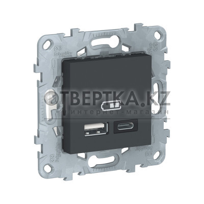 Розетка USB SE NU501854 Unica New 5В/2400 мА антрацит