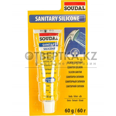 Кислотный санитарный силикон SOUDAL белый 15*60 мл 120033