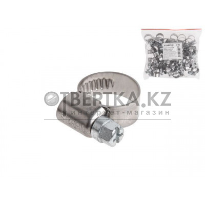 Хомут червячный 20-32 мм, нерж.сталь W2 (50 шт в пакете) STARFIX SM-67964-50