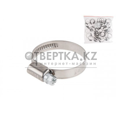 Хомут червячный 32-50 мм, нерж.сталь W2 (25 шт в пакете) STARFIX SM-79982-25