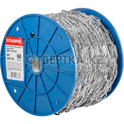 Цепь сварная длиннозвенная, оцинк. М3 DIN 763 (бухта 60 м) STARFIX SMP-42315-60