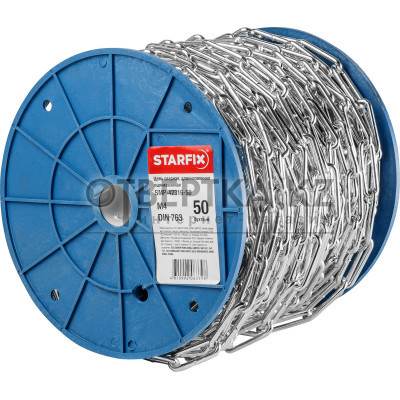 Цепь сварная длиннозвенная, оцинк. М4 DIN 763 (бухта 50 м) STARFIX SMP-42316-50