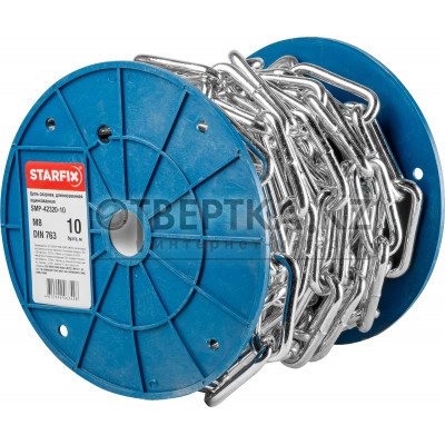 Цепь сварная длиннозвенная, оцинк. М8 DIN 763 (бухта 10 м) STARFIX SMP-42320-10