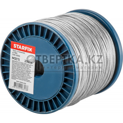 Трос стальной в ПВХ М2(1) DIN 3055 (бухта 200 м) STARFIX SMP-53692-200