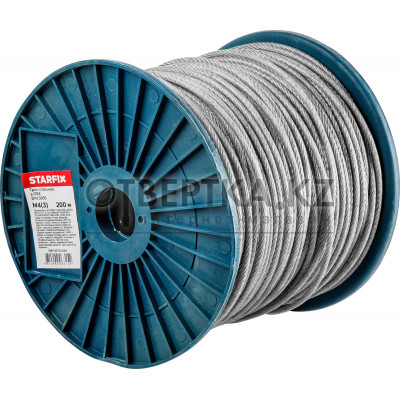 Трос стальной в ПВХ М4(3) DIN 3055 (бухта 200 м) STARFIX SMP-53714-200