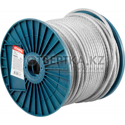 Трос стальной в ПВХ М6(5) DIN 3055 (бухта 100 м) STARFIX SMP-53736-100