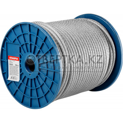 Трос стальной в ПВХ М8(6) DIN 3055 (бухта 100 м) STARFIX SMP-53748-100