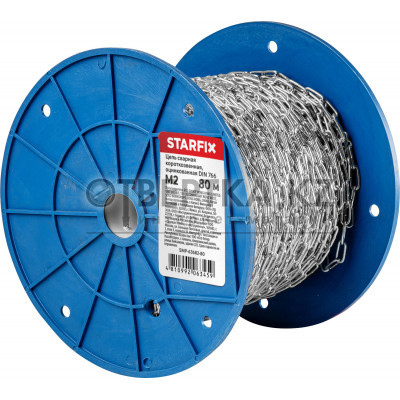 Цепь сварная короткозвенная, оцинк. М2 DIN 766 (бухта 80 м) STARFIX SMP-63682-80