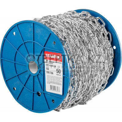 Цепь сварная короткозвенная, оцинк. М4 DIN 766 (бухта 50 м) STARFIX SMP-63684-50