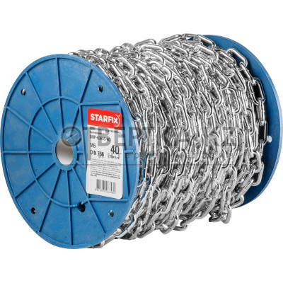 Цепь сварная короткозвенная, оцинк. М5 DIN 766 (бухта 40 м) STARFIX SMP-63685-40