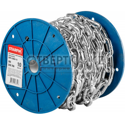Цепь сварная короткозвенная, оцинк. М8 DIN 766 (бухта 10 м) STARFIX SMP-63688-10
