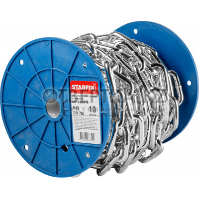 Цепь сварная короткозвенная, оцинк. М10 DIN 766 (бухта 10 м) STARFIX SMP-63690-10