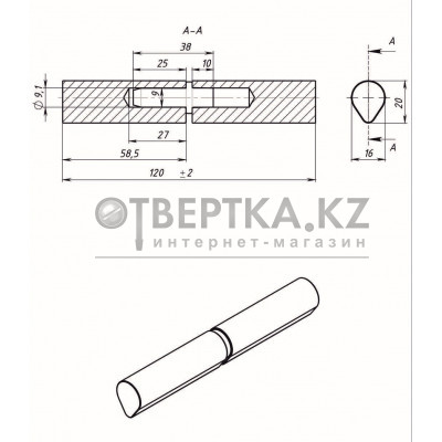 Петля гаражная каплевидная 16х120 б/п STARFIX SMP-79577-1