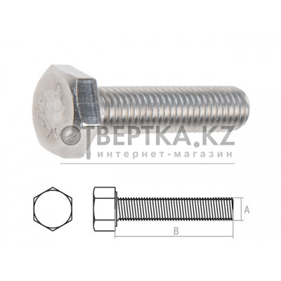 Болт М10х30 шестигр., нерж.сталь (А2), DIN 933 (2 шт в зип-локе) STARFIX