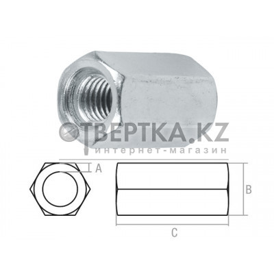 Гайка М6 удлиняющая, цинк (2 шт в зип-локе) STARFIX SMZ1-86959-2
