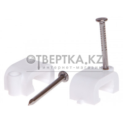 Скоба для крепления прямоугольного кабеля 8 мм белая, с гвоздем (50 шт в зип-локе) STARFIX SMZ2-85224-50