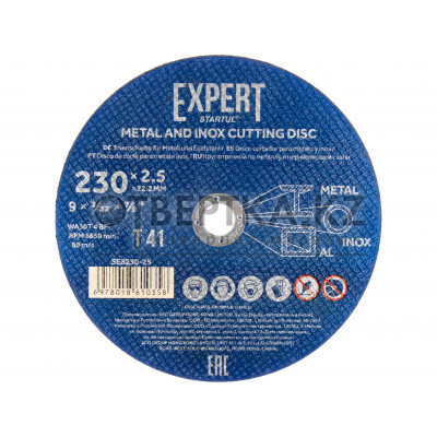 Круг отрезной 230х2.5x22.2 мм для металла и нерж. стали EXPERT STARTUL SE8230-25