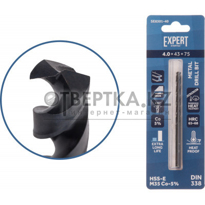 Сверло по металлу ц/х 4.0х43х75 мм HSS-Co Black EXPERT STARTUL SE8301-40