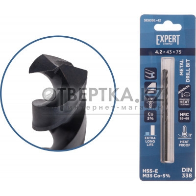 Сверло по металлу ц/х 4.2х43х75 мм HSS-Co Black EXPERT STARTUL SE8301-42