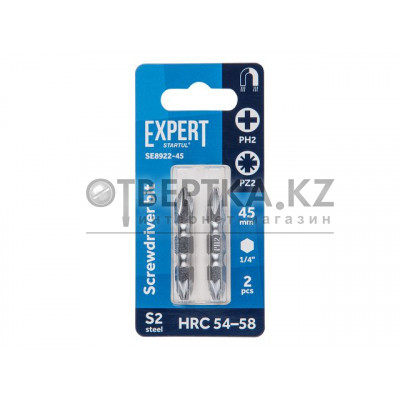 Насадка крестообразная PH2-PZ2 45мм  2шт EXPERT STARTUL (SE8922-45) Насадка крестообразная PH2-PZ2 45мм  2шт EXPERT STARTUL (SE8922-45)
