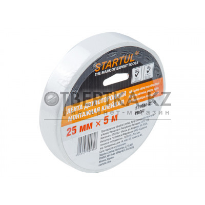 Лента двухсторонняя монтажная клейк. 25ммх5м STARTUL PROFI (ST9048-25-5) Лента двухсторонняя монтажная клейк. 25ммх5м STARTUL PROFI (ST9048-25-5)
