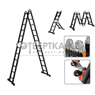 Лестница алюм. многофункц.4х6 ступ.(стрем.-332см,лестн.-690см) 17,0кг BLACK LINE STARTUL (ST9930-06)