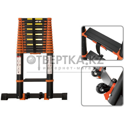 Лестница телескопическая 1-секц. алюм. 510см, 13 ступ. 13,5кг BLACK LINE STARTUL (ST9931-051)