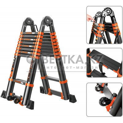 Лестница телескопическая 2-х секц. алюм. 410/820см, 2х10ступ. 28,8кг BLACK LINE STARTUL (ST9932-082)