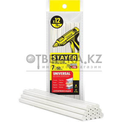 STAYER Universal, 7 х 150 мм, 12 шт, прозрачные, универсальные клеевые стержни Professional (06817-12)