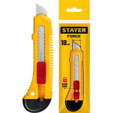 STAYER FORCE, 18 мм, нож упрочненный из АБС пластика со сдвижным фиксатором (0911)