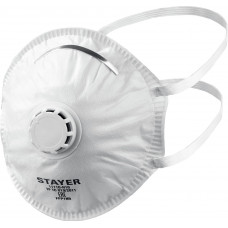 STAYER KV-80, класс защиты FFP1, коническая, 10 шт в коробке, фильтрующая полумаска с клапаном выдоха (11110-H10)