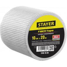 STAYER FIBER-Tape, 10 см х 20 м, 3 х 3 мм, самоклеящаяся серпянка, Professional (1246-10-20)