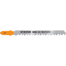 STAYER T144DP, T-хвост., HCS сталь, по дереву, прямой рез, шаг зуба 4 мм, раб. длина 75 мм, 2 шт, полотна для лобзика, Professional (15983-4) в Таразе