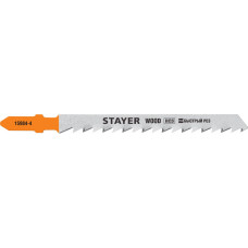 STAYER T144D, T-хвост., HCS сталь, по дереву, шаг зуба 4 мм (6TPI), раб. длина 75 мм, 2 шт, полотна для лобзика, Professional (15984-4) в Таразе