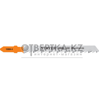 STAYER T144D, T-хвост., HCS сталь, по дереву, шаг зуба 4 мм (6TPI), раб. длина 75 мм, 2 шт, полотна для лобзика, Professional (15984-4) 15984-4_z02