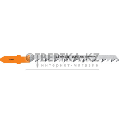 STAYER T244D, 2 шт, 75 мм / 4 мм, T-хвост., HCS сталь, фигурный рез по дереву/ДСП, полотна для лобзика, Professional (15986-4) 15986-4_z02